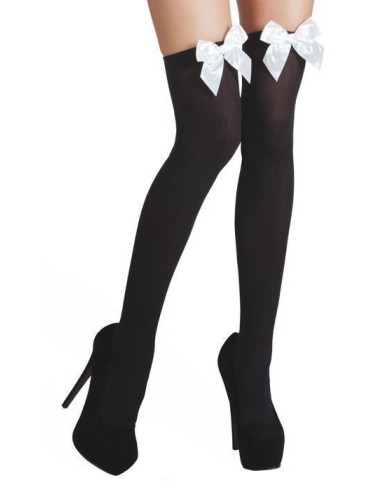 Calze nere da cabaret con fiocco: di alta qualità, ideali per il carnevale, feste a tema ed eventi speciali.
